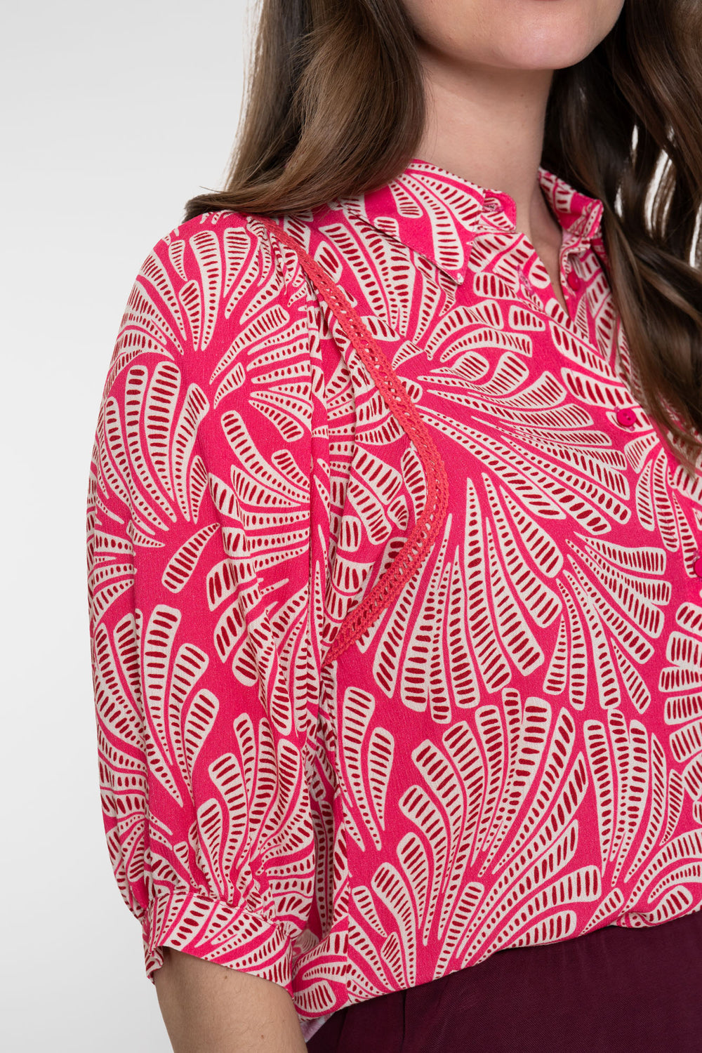 Geisha Bluse mit grafischem Print und 3/4-Ärmeln
