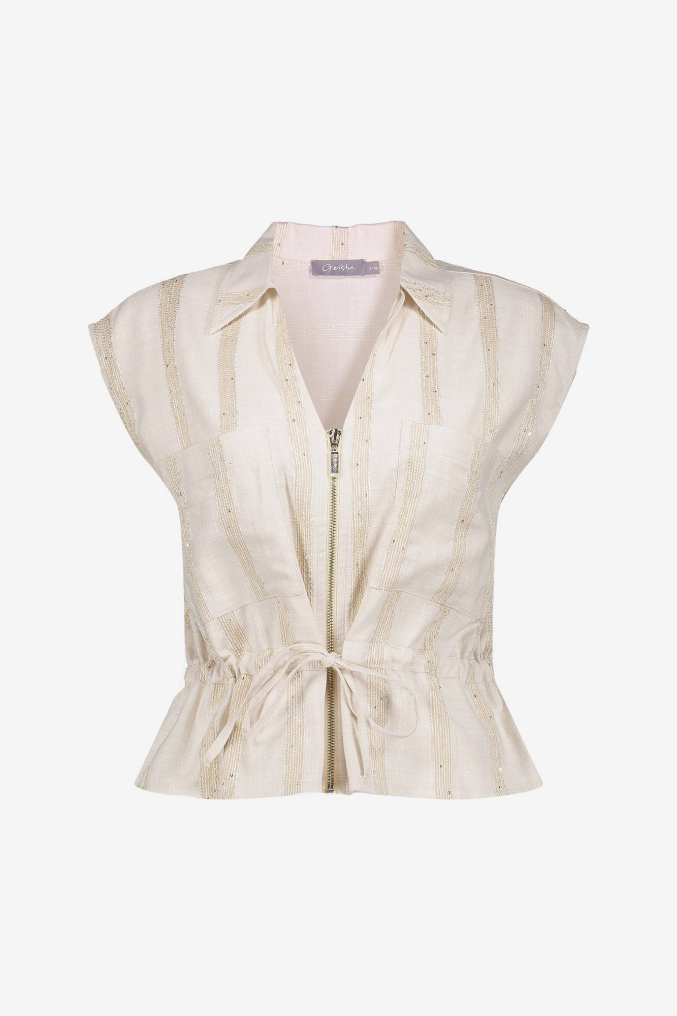 Geisha Peplum-Top mit subtilen Streifen