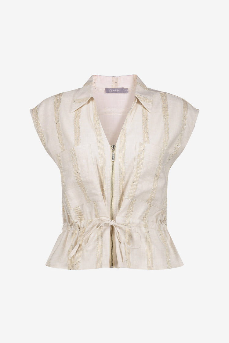 Geisha Peplum-Top mit subtilen Streifen