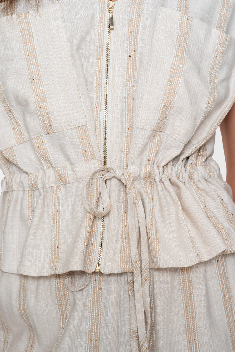 Geisha Peplum-Top mit subtilen Streifen
