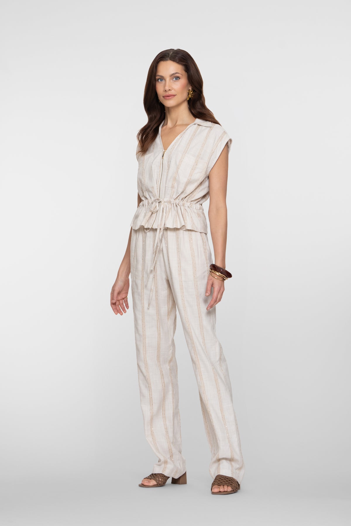 Geisha Peplum-Top mit subtilen Streifen – Shop de look