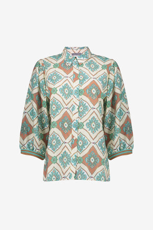 Geisha Bluse mit Fliesenprint