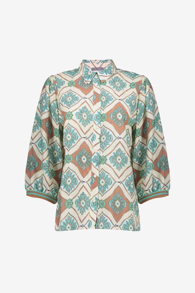 Geisha Bluse mit Fliesenprint
