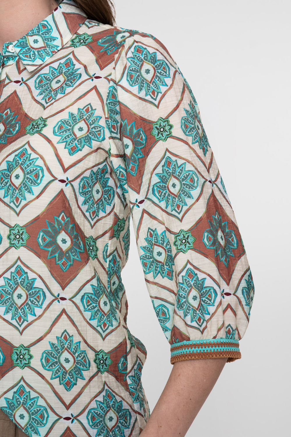 Geisha Bluse mit Fliesenprint