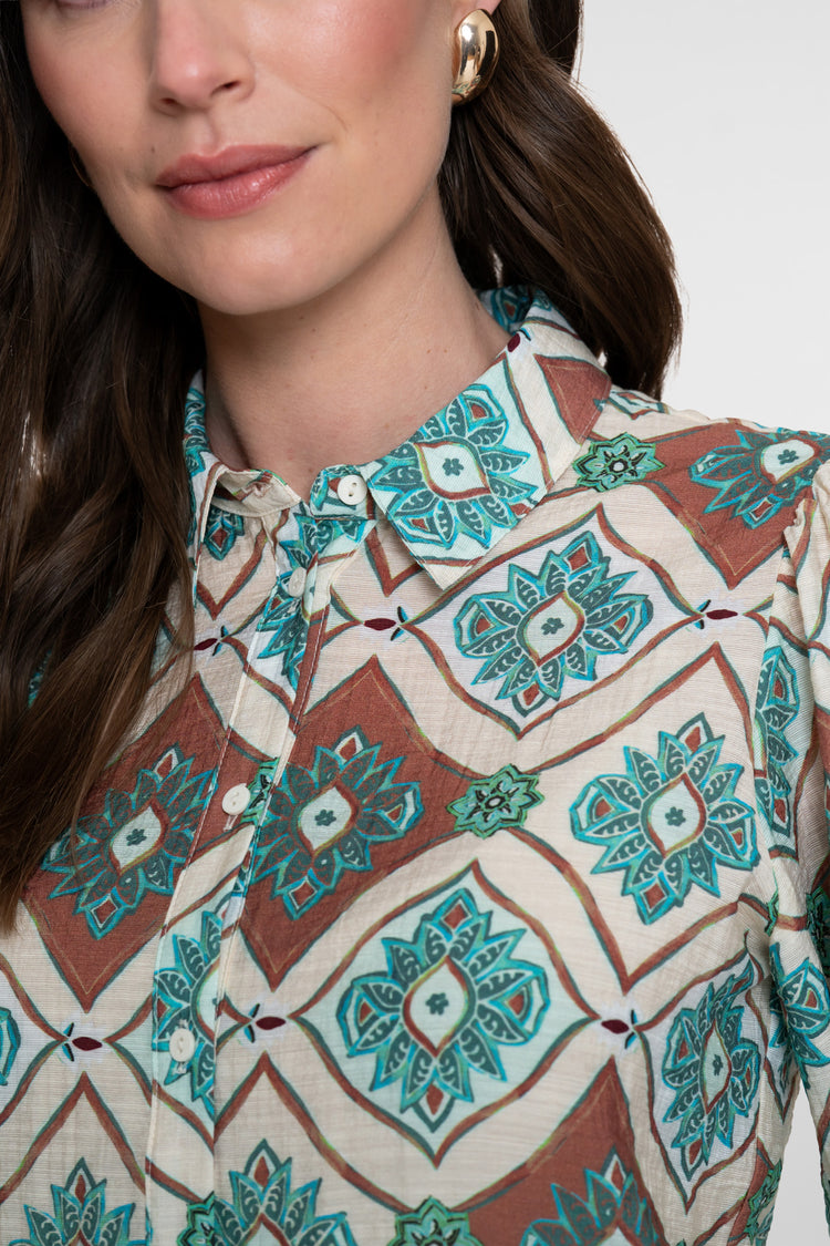 Geisha Bluse mit Fliesenprint