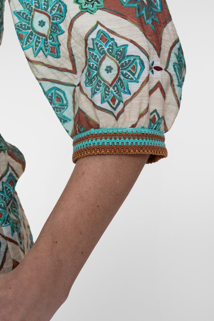 Geisha Bluse mit Fliesenprint