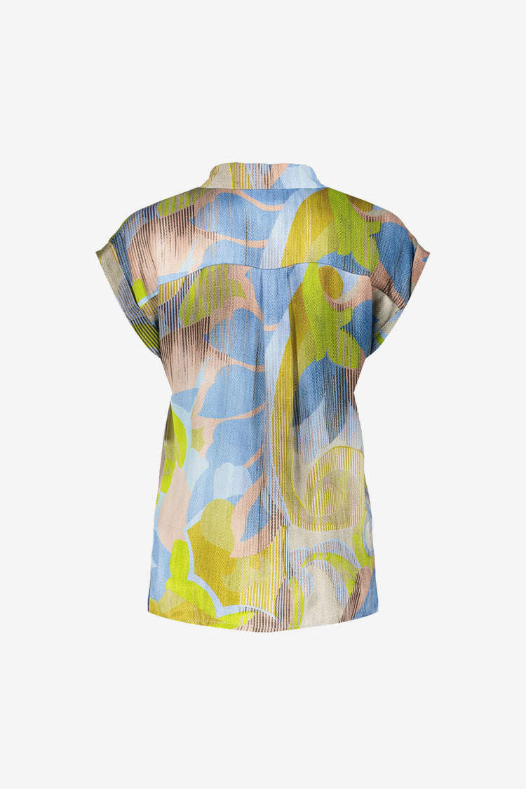 Geisha Damenbluse mit Grafikdruck und kurzen Ärmeln