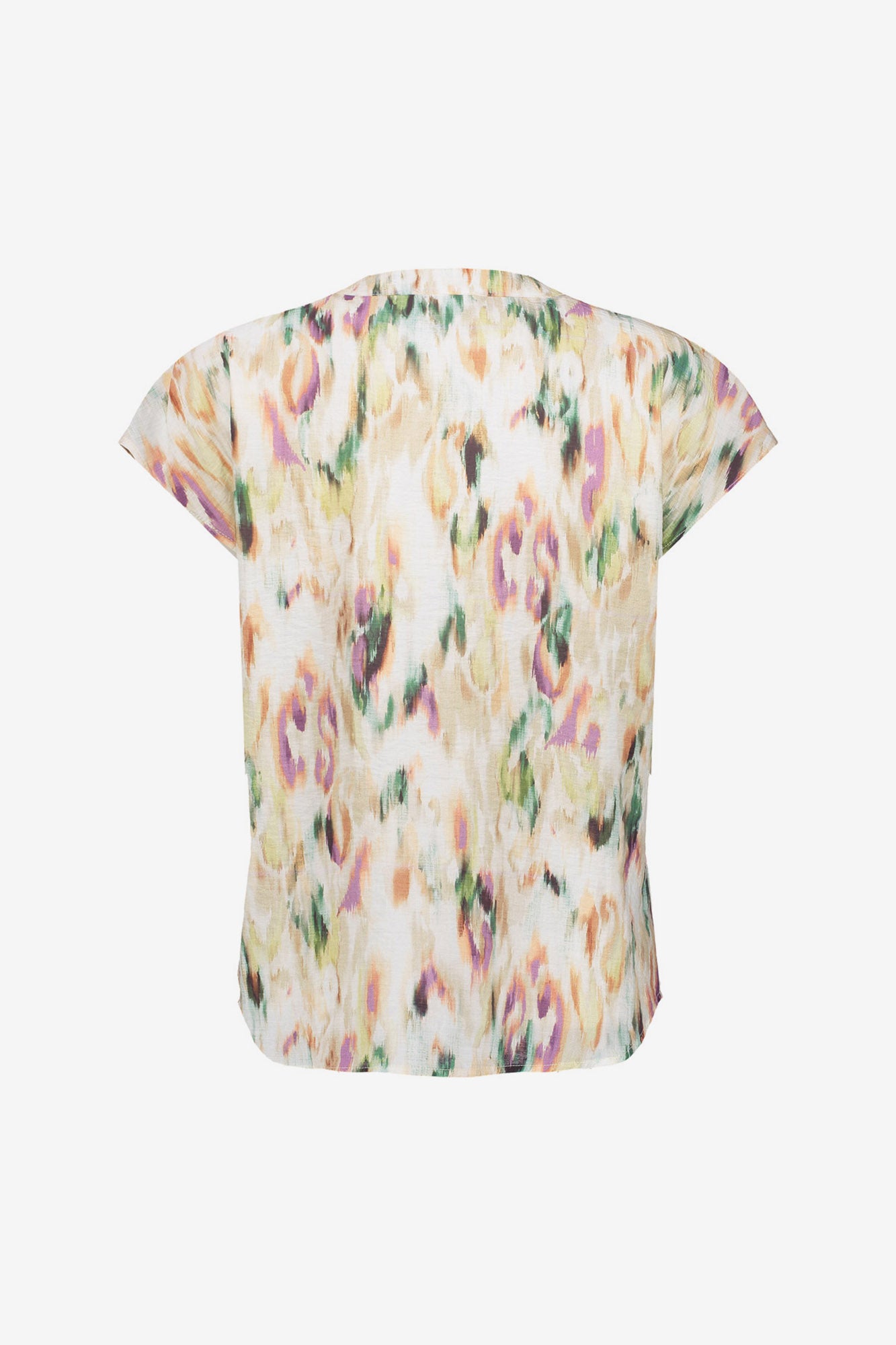 Geisha Bluse mit Aquarellprint in sanften Farbtönen