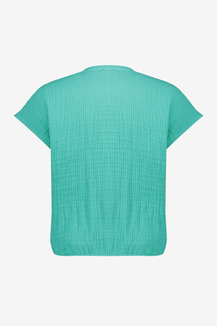 Geisha Aqua-Bluse mit angeschnittenen Ärmeln
