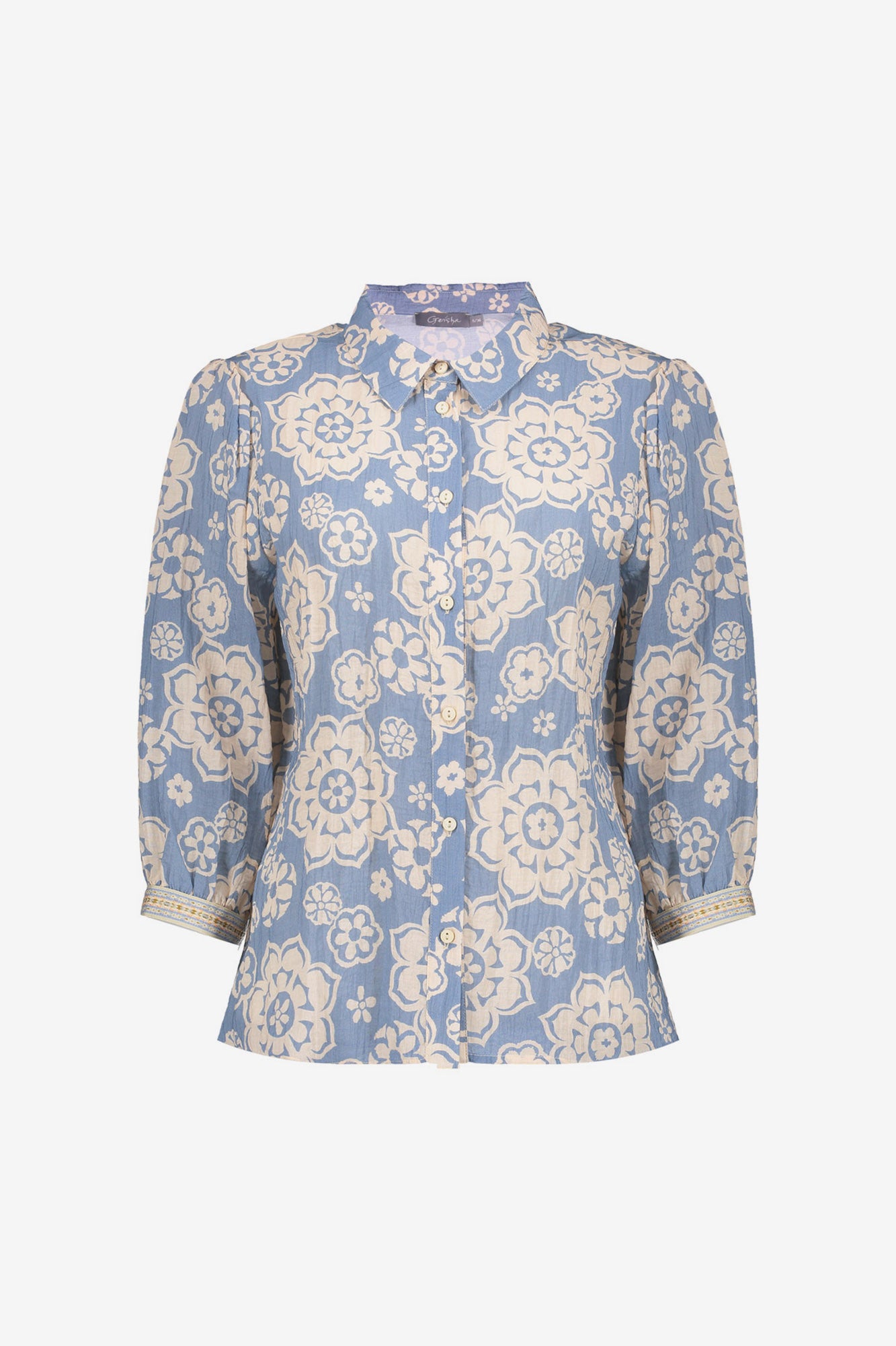 Geisha Bluse mit Blumenprint und dezenten Puffärmeln