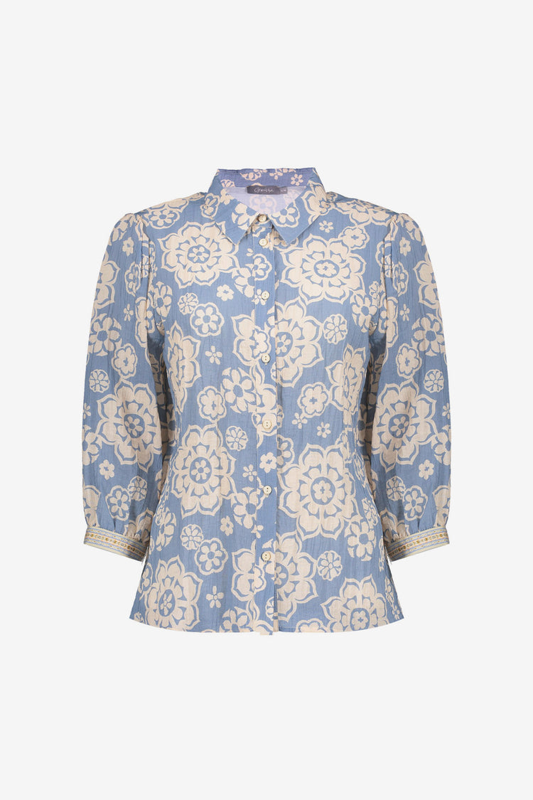Geisha Bluse mit Blumenprint und dezenten Puffärmeln