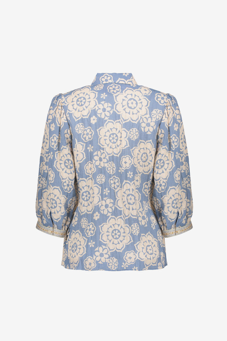 Geisha Bluse mit Blumenprint und dezenten Puffärmeln