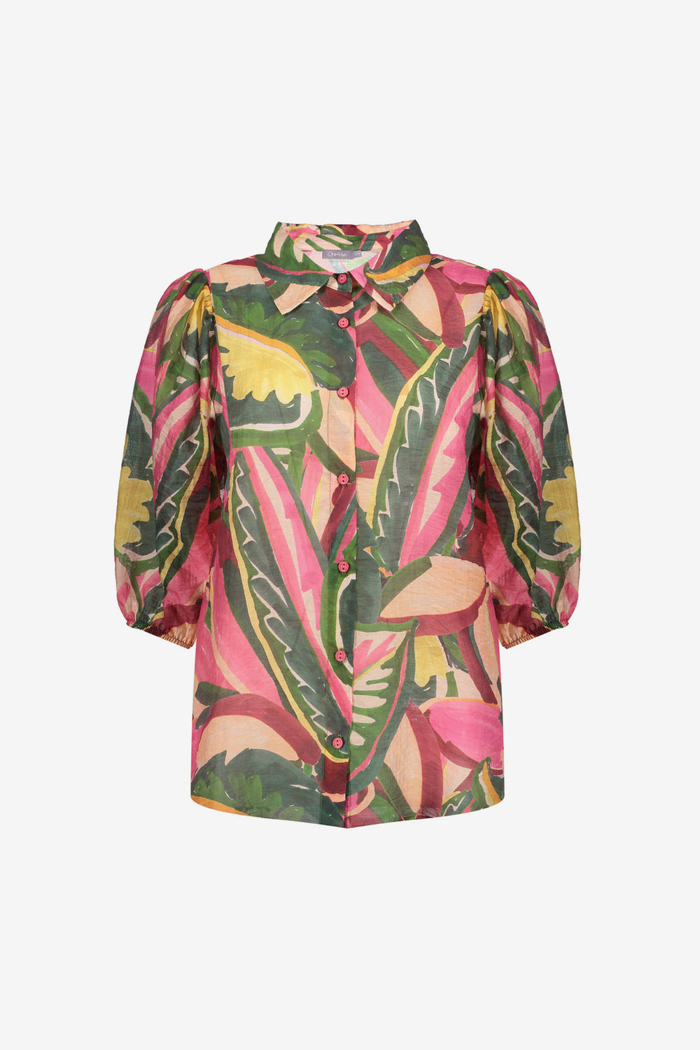 Geisha Bluse mit farbenfrohem Print und halblangen Ärmeln