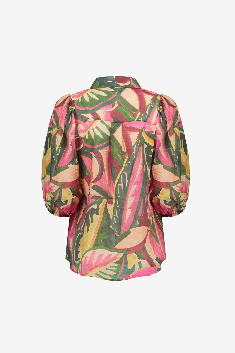Geisha Bluse mit farbenfrohem Print und halblangen Ärmeln