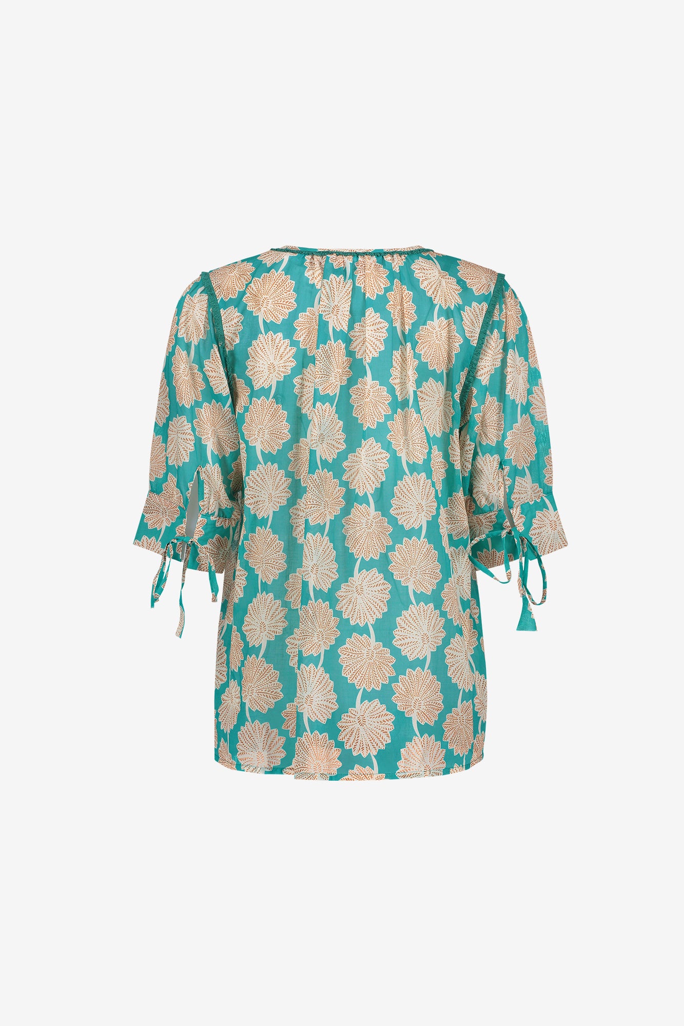 Geisha Aqua-Bluse mit elegantem Blumenprint