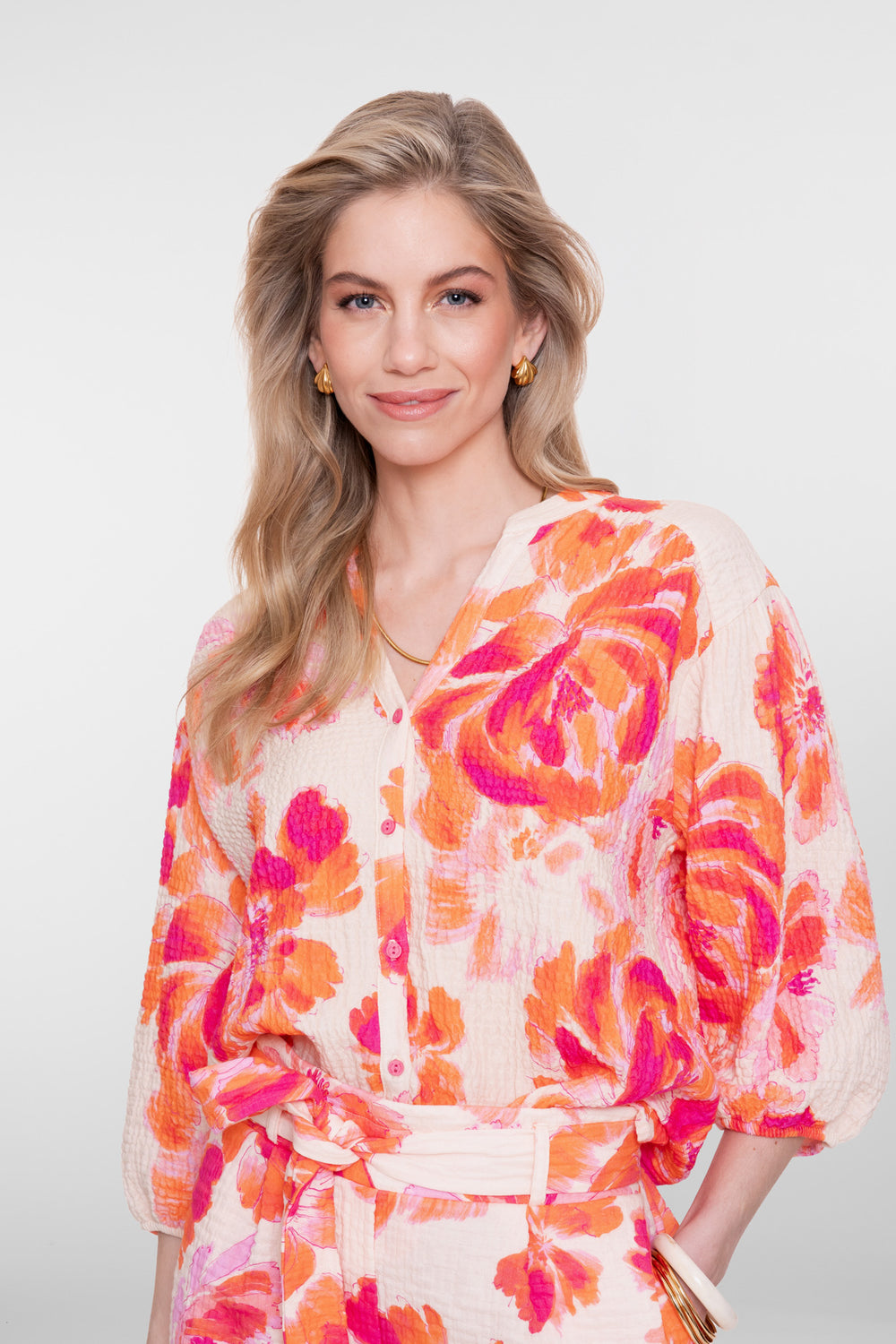 Geisha dames blouse mousseline bloemenprint