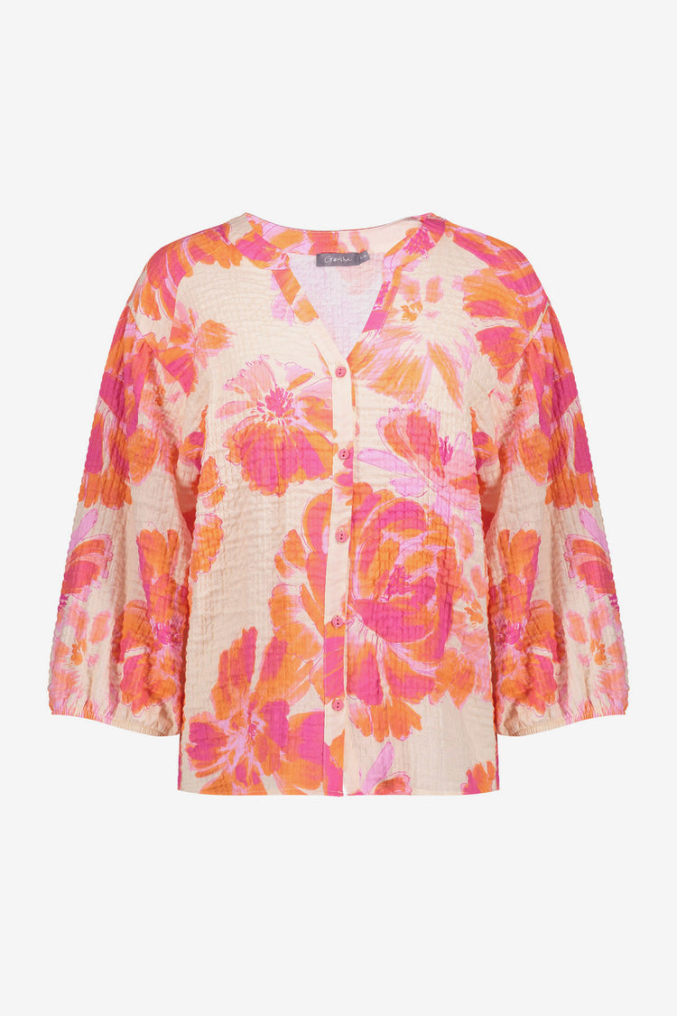 Geisha Damen Bluse Musselin Blumendruck
