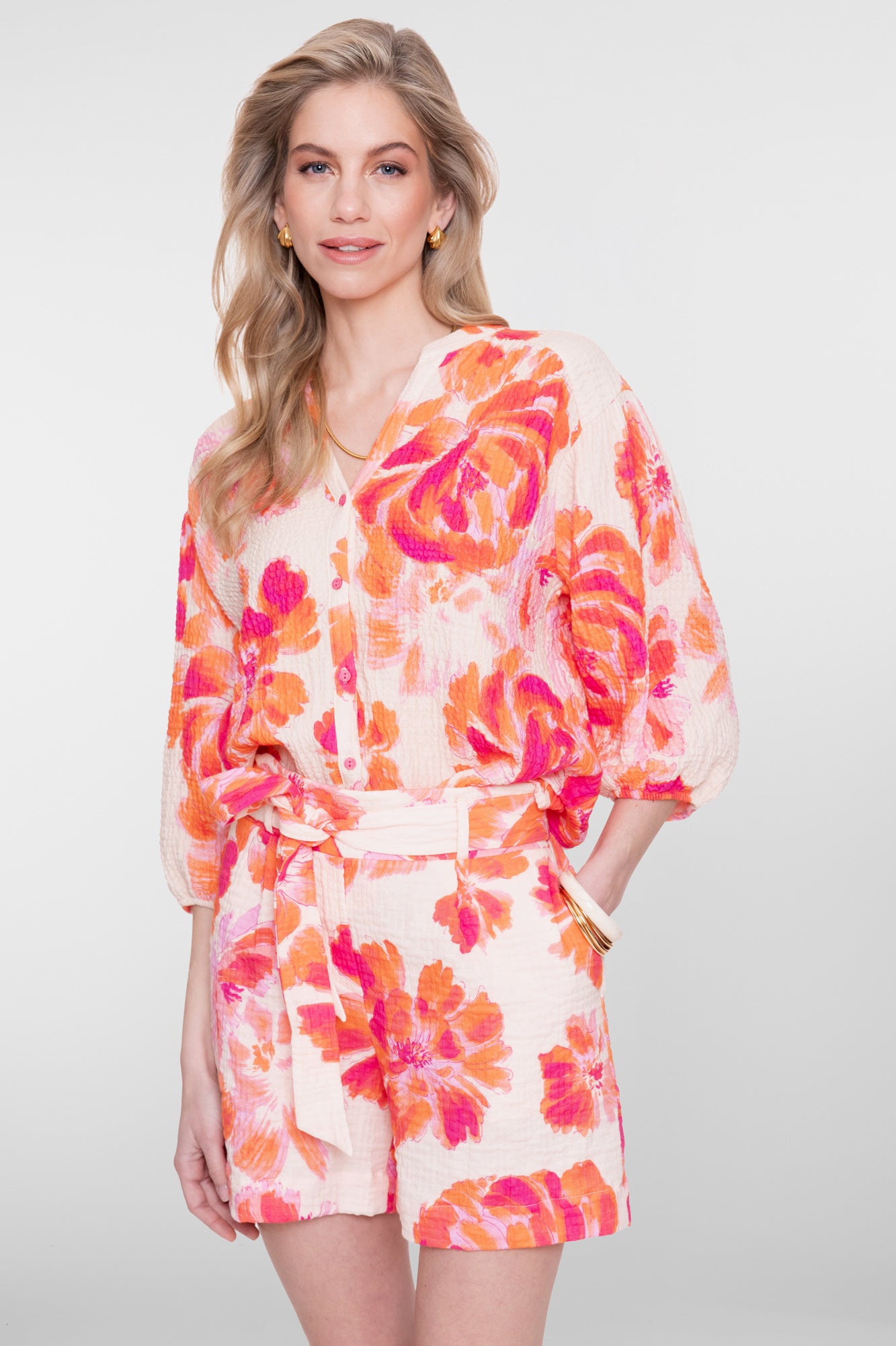 Geisha Damen Bluse Musselin Blumendruck