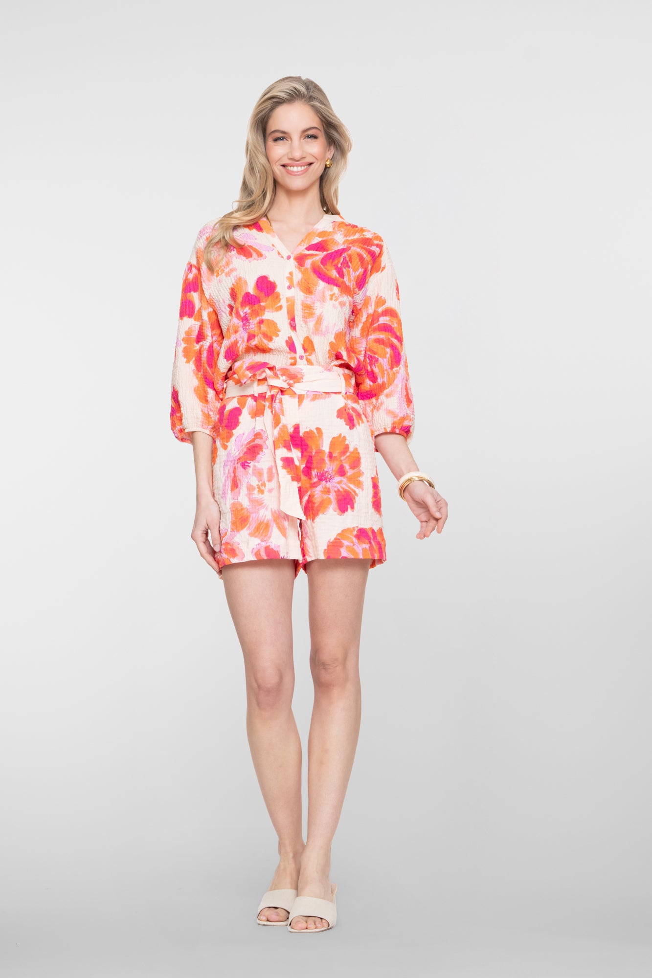 Geisha Damen Bluse Musselin Blumendruck