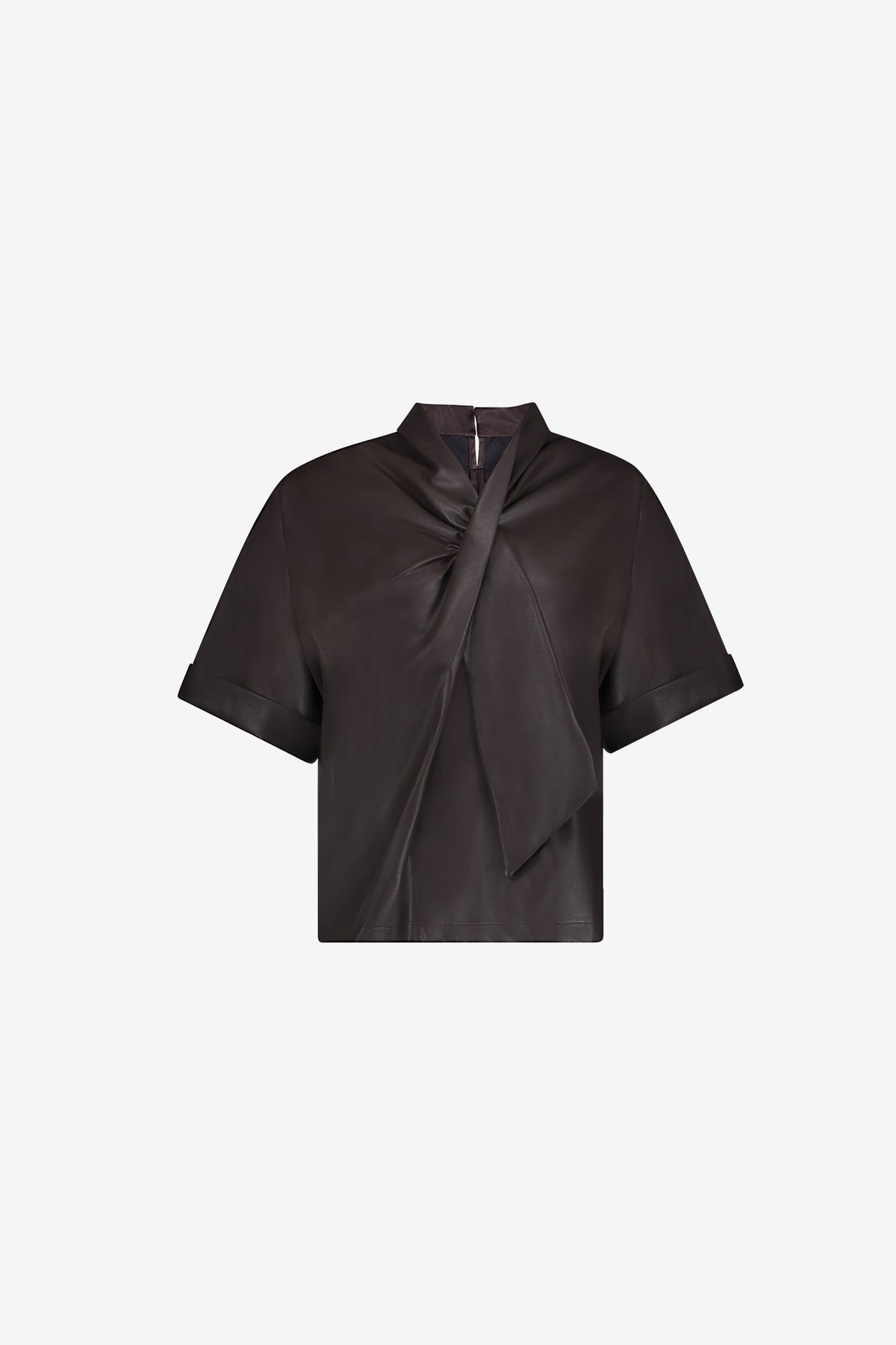 Geisha PU-Top mit Schaldetail und Semi-Boxy-Passform