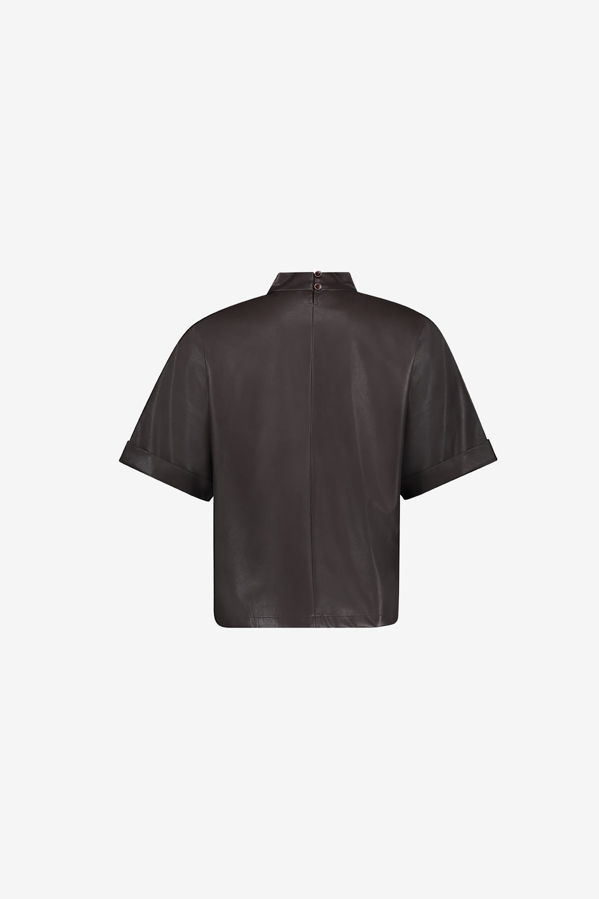 Geisha PU-Top mit Schaldetail und Semi-Boxy-Passform