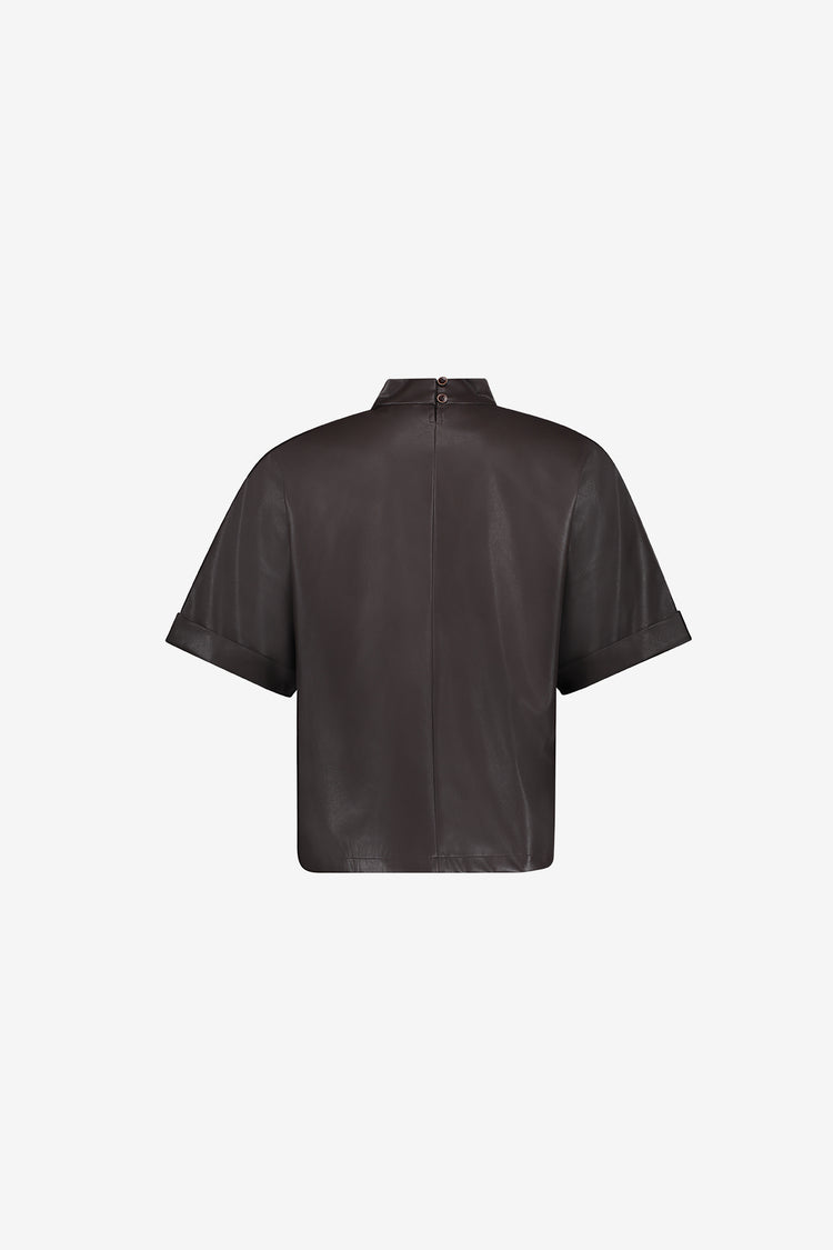 Geisha PU-Top mit Schaldetail und Semi-Boxy-Passform