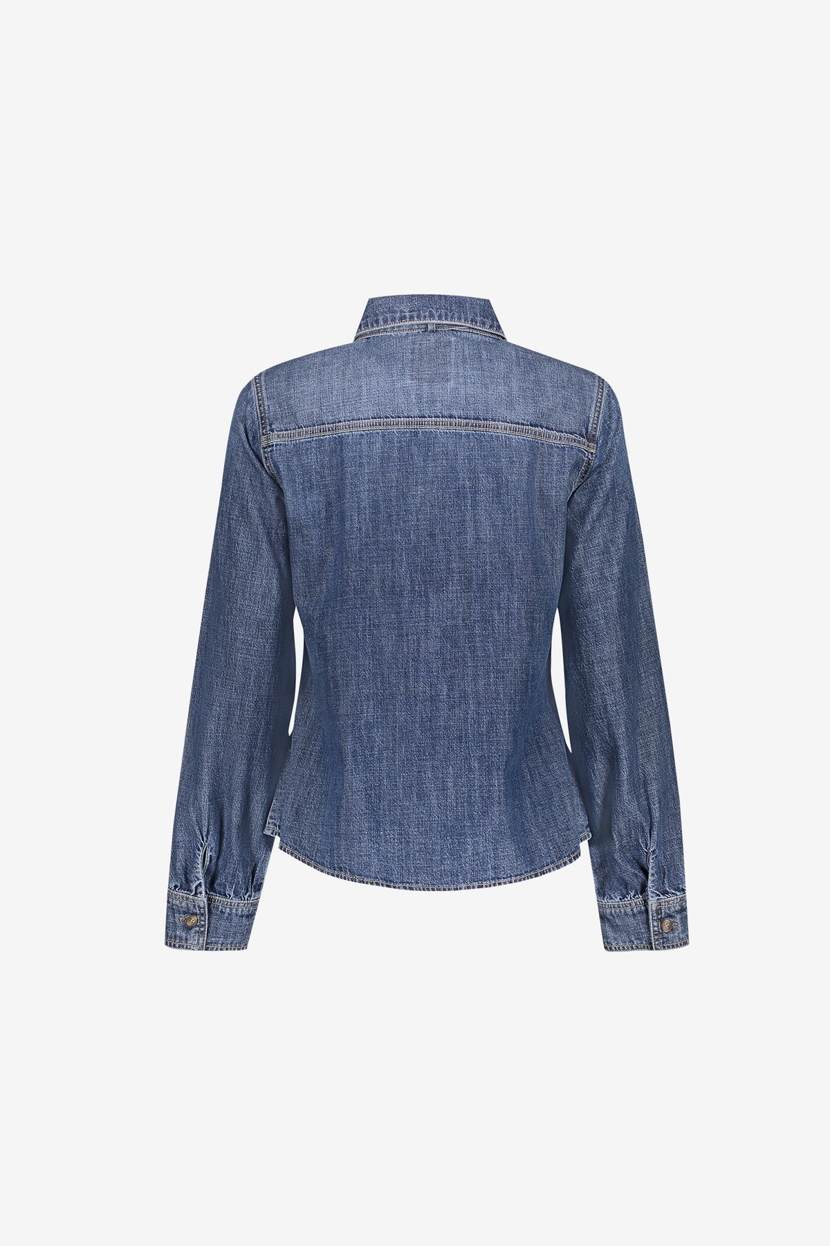 Geisha Jeansbluse mit tailliertem Schnitt und Schleifendetail