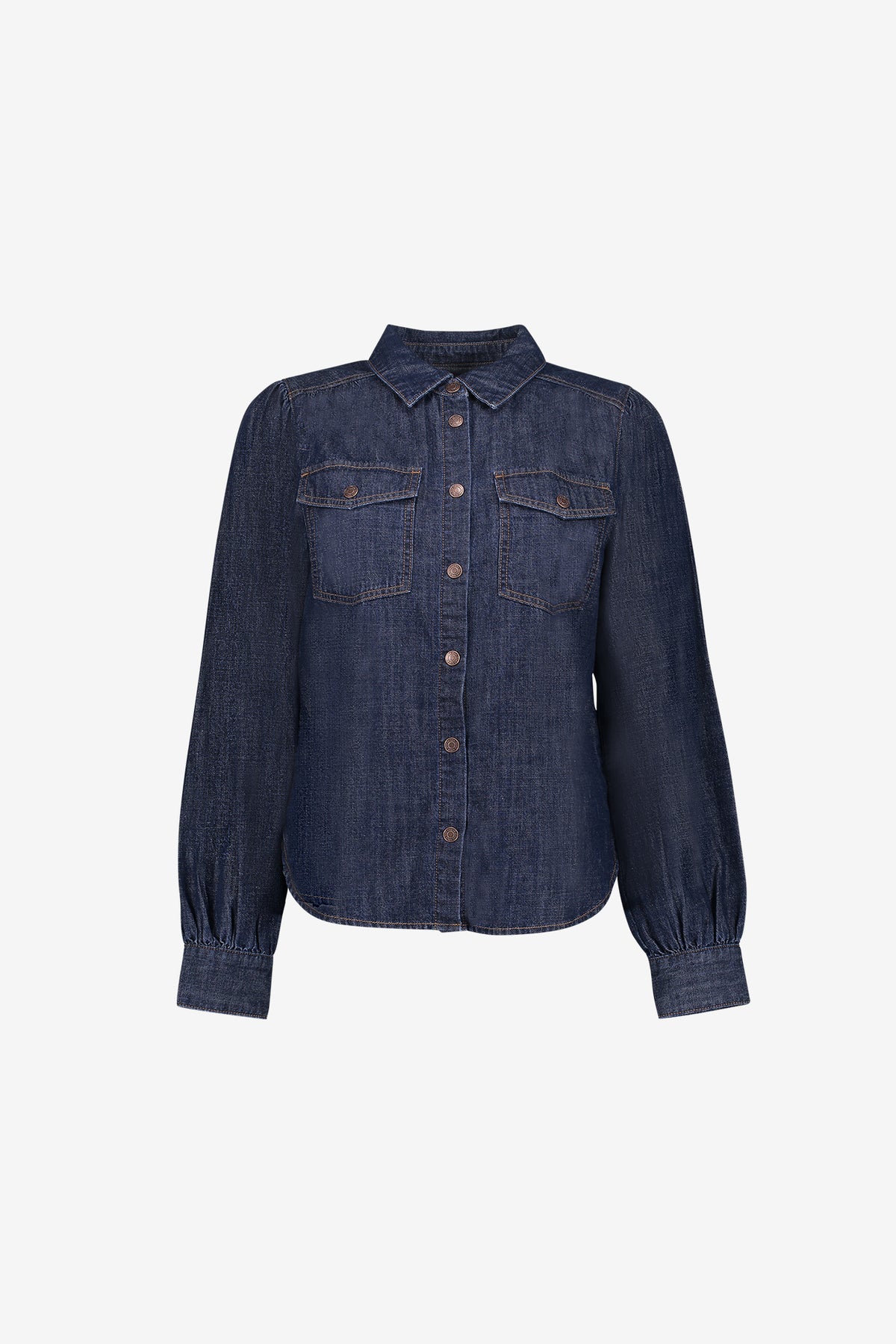 Geisha Denimbluse mit Brusttaschen und Kontrastnähten