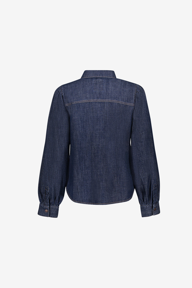 Geisha Denimbluse mit Brusttaschen und Kontrastnähten