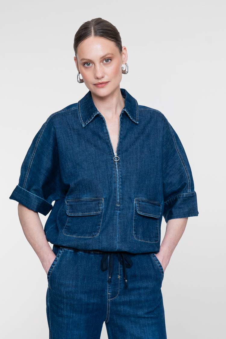 Geisha Denimbluse mit Boxy Fit
