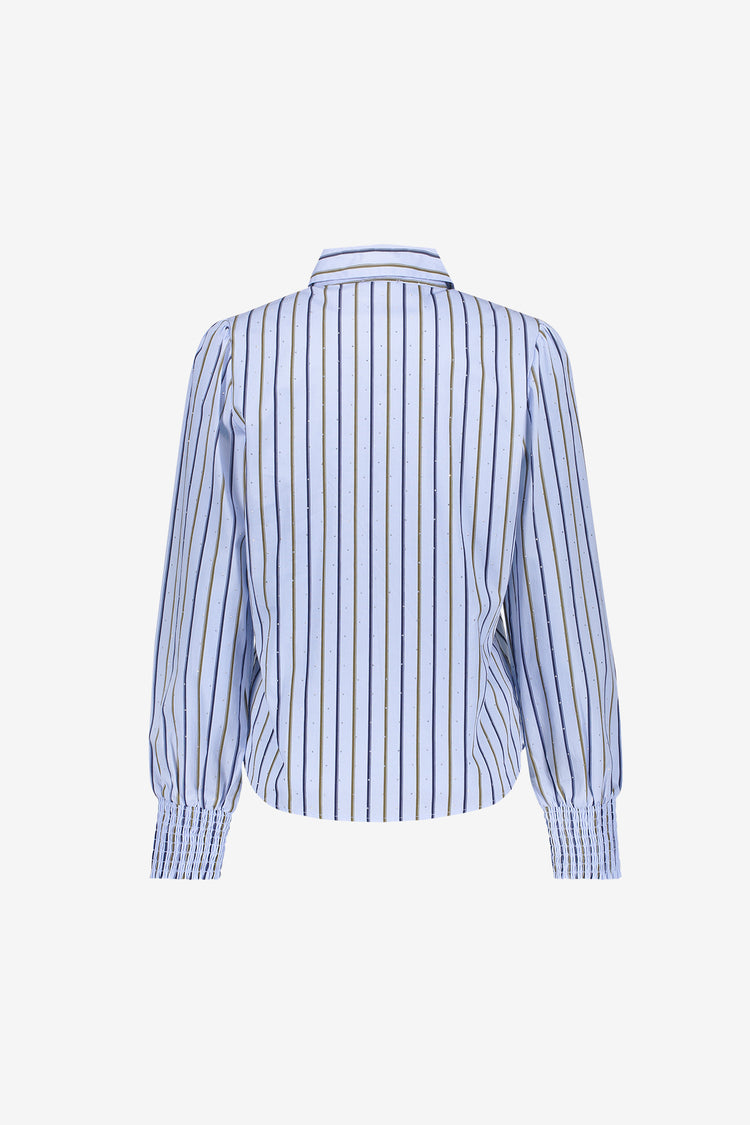 Geisha Bluse mit Nadelstreifen und Strasssteinen