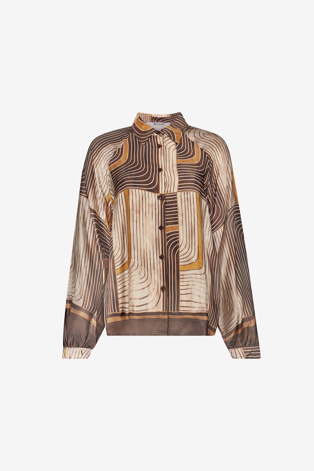 Geisha Bluse mit grafischem Print und satinartiger Optik
