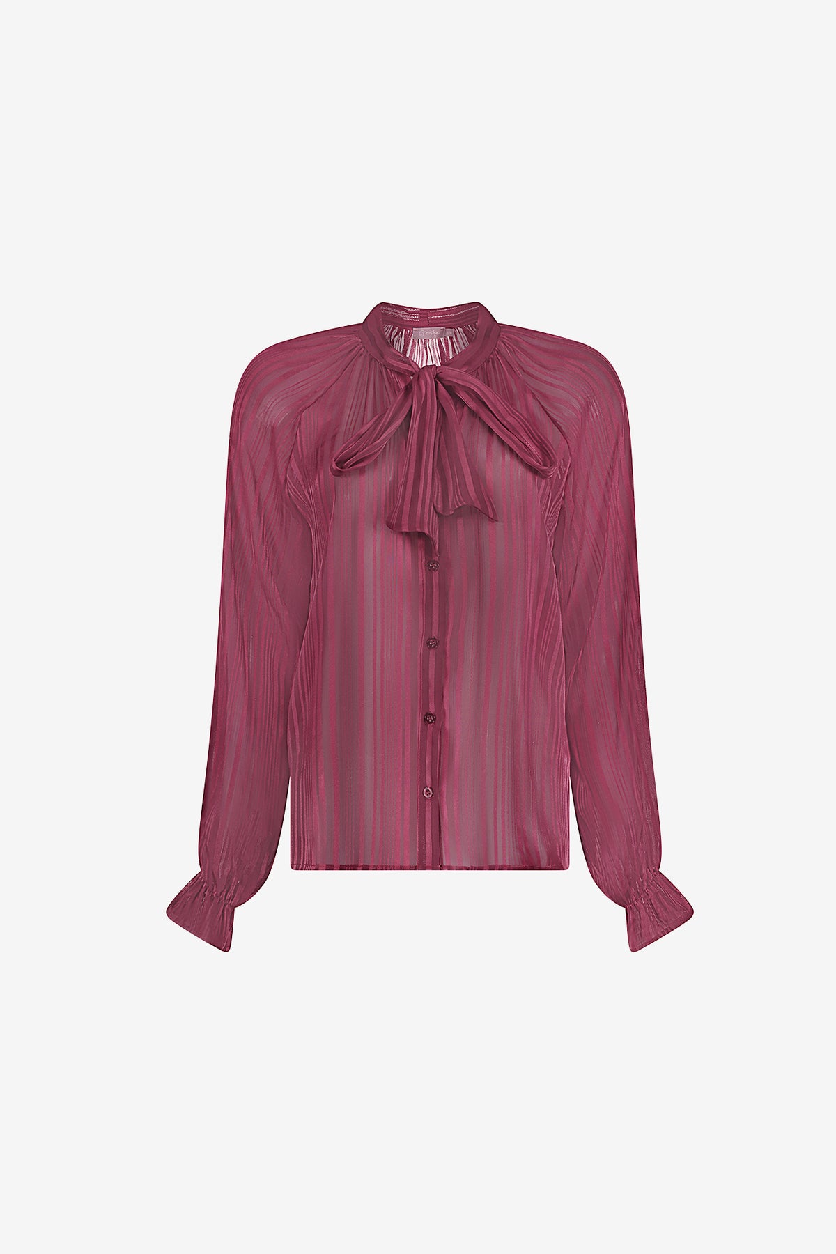 Geisha semitransparente Bluse mit Schleifendetail und eingewebten Streifen