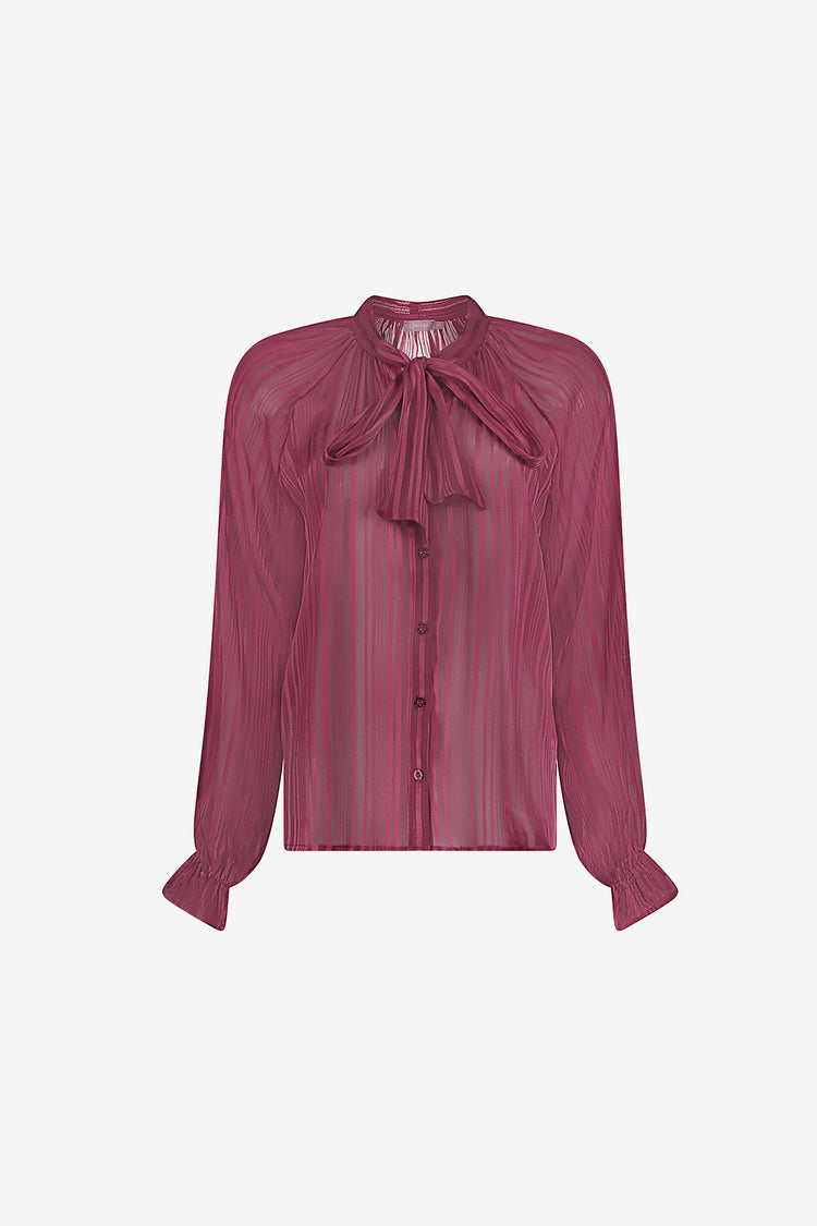 Geisha semitransparente Bluse mit Schleifendetail und eingewebten Streifen