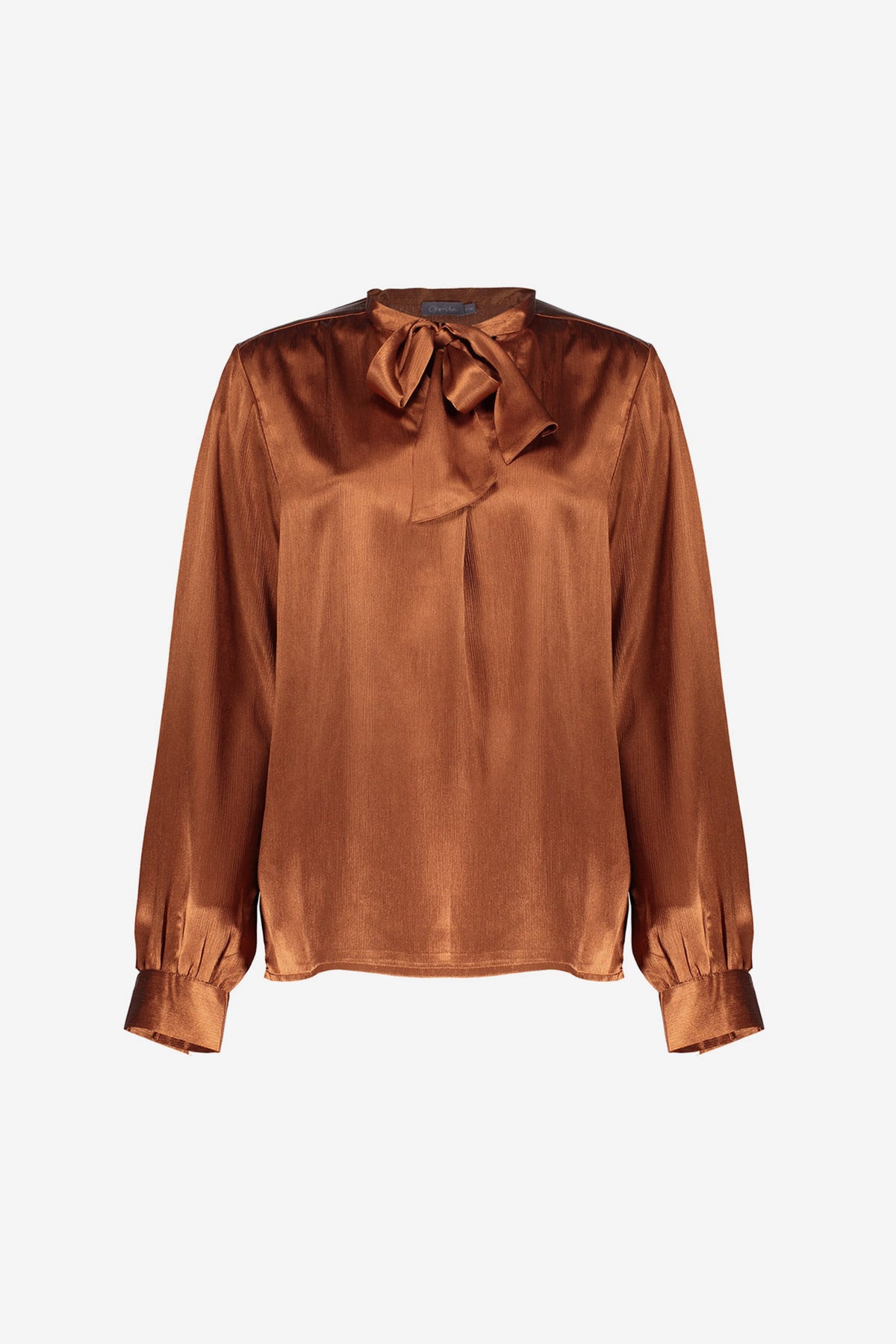 Geisha satijnachtige blouse met V-hals en strikdetail