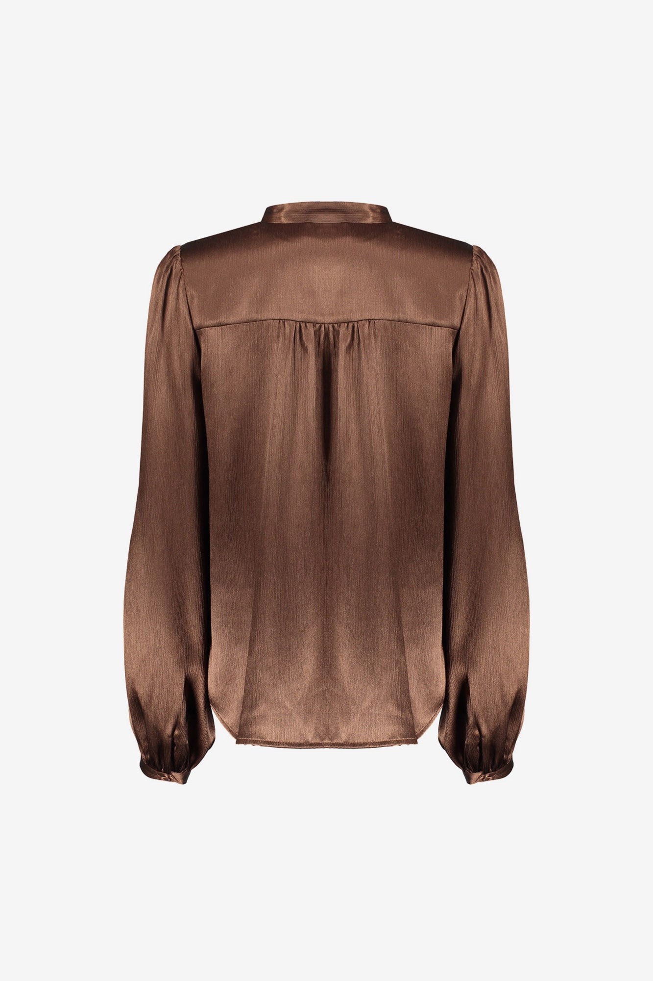 Geisha glänzende Bluse mit Stehkragen und dezenten Puffärmeln