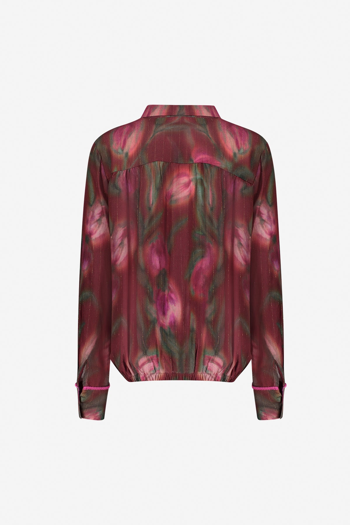 Geisha Bluse mit verblasstem Blumenmuster und dezenten Lurex-Details