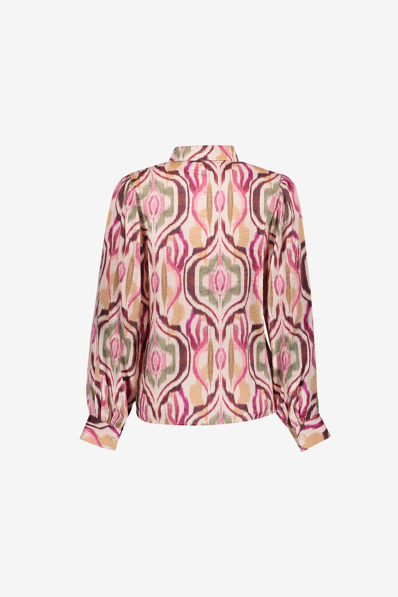 Geisha Bluse mit farbenfrohem Print und Glanz