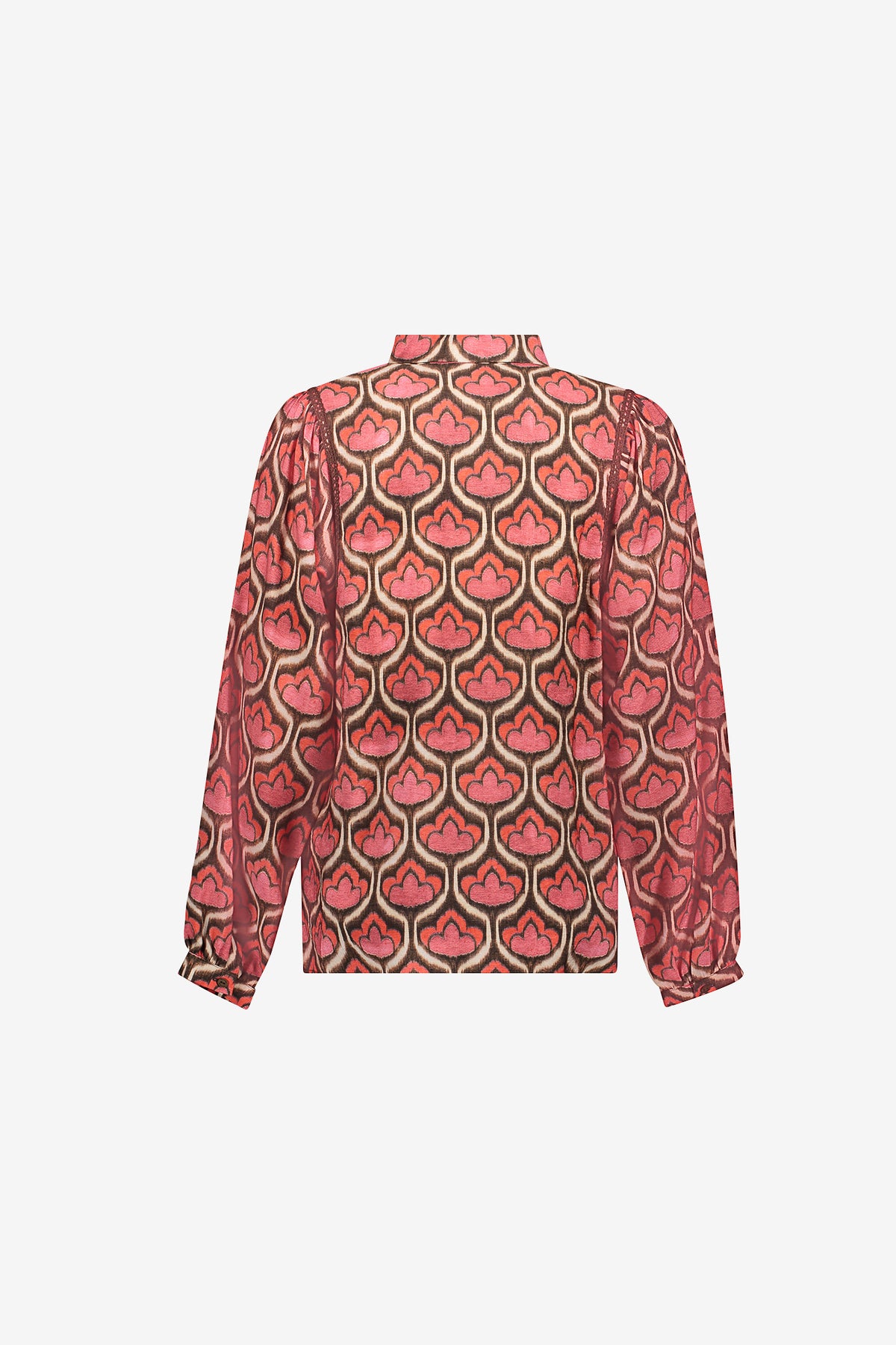 Geisha Bluse mit Retroprint und langen Ärmeln