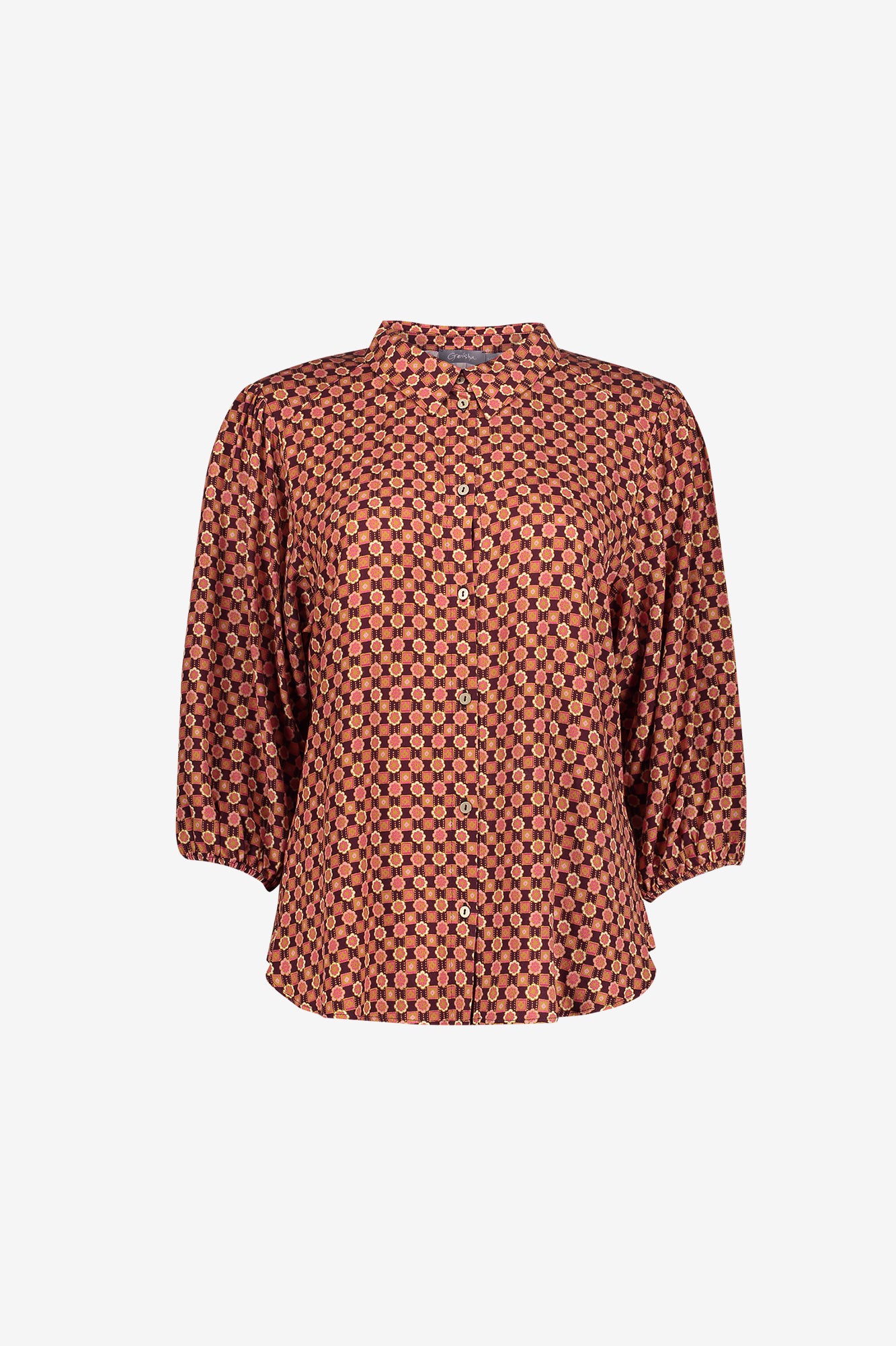 Geisha Viskosebluse mit grafischem Print und klassischem Kragen