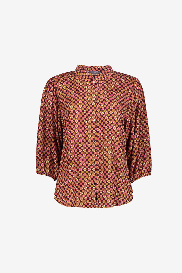 Geisha Viskosebluse mit grafischem Print und klassischem Kragen