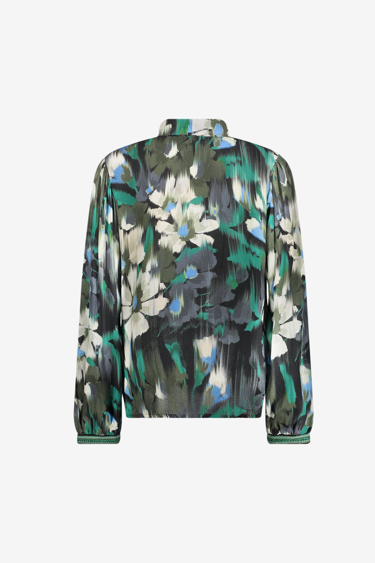 Geisha Bluse mit grafischem Blumenprint und Tape-Detail