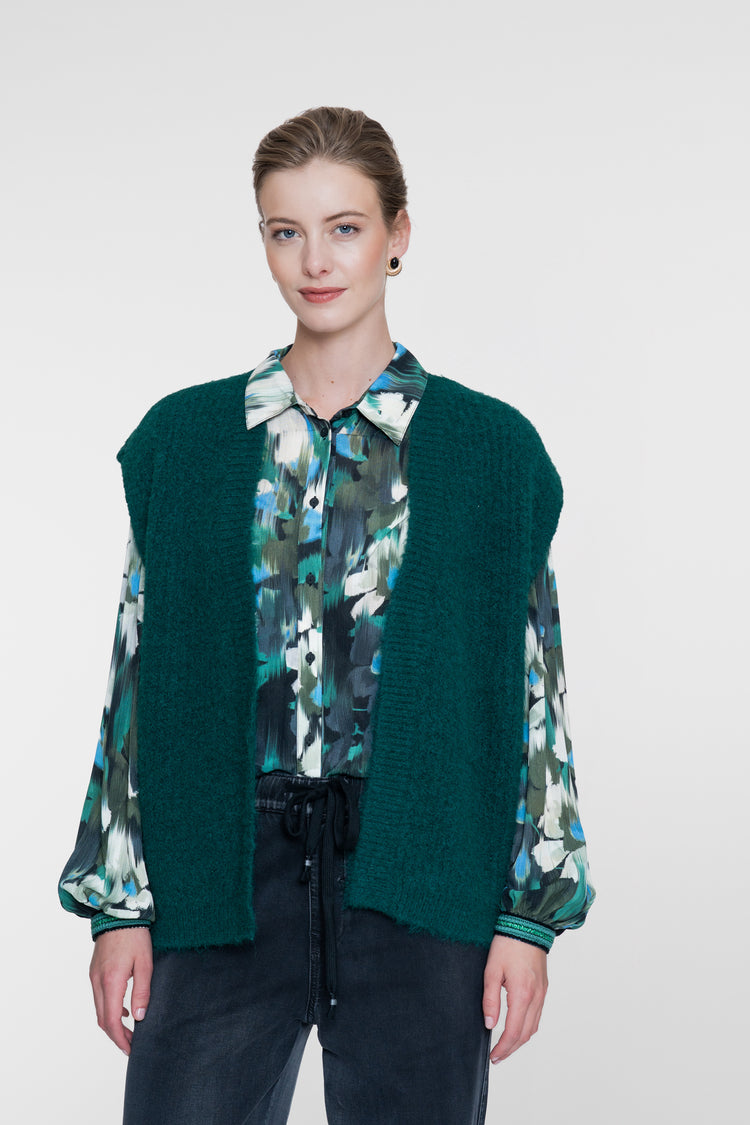 Geisha Bluse mit grafischem Blumenprint und Tape-Detail