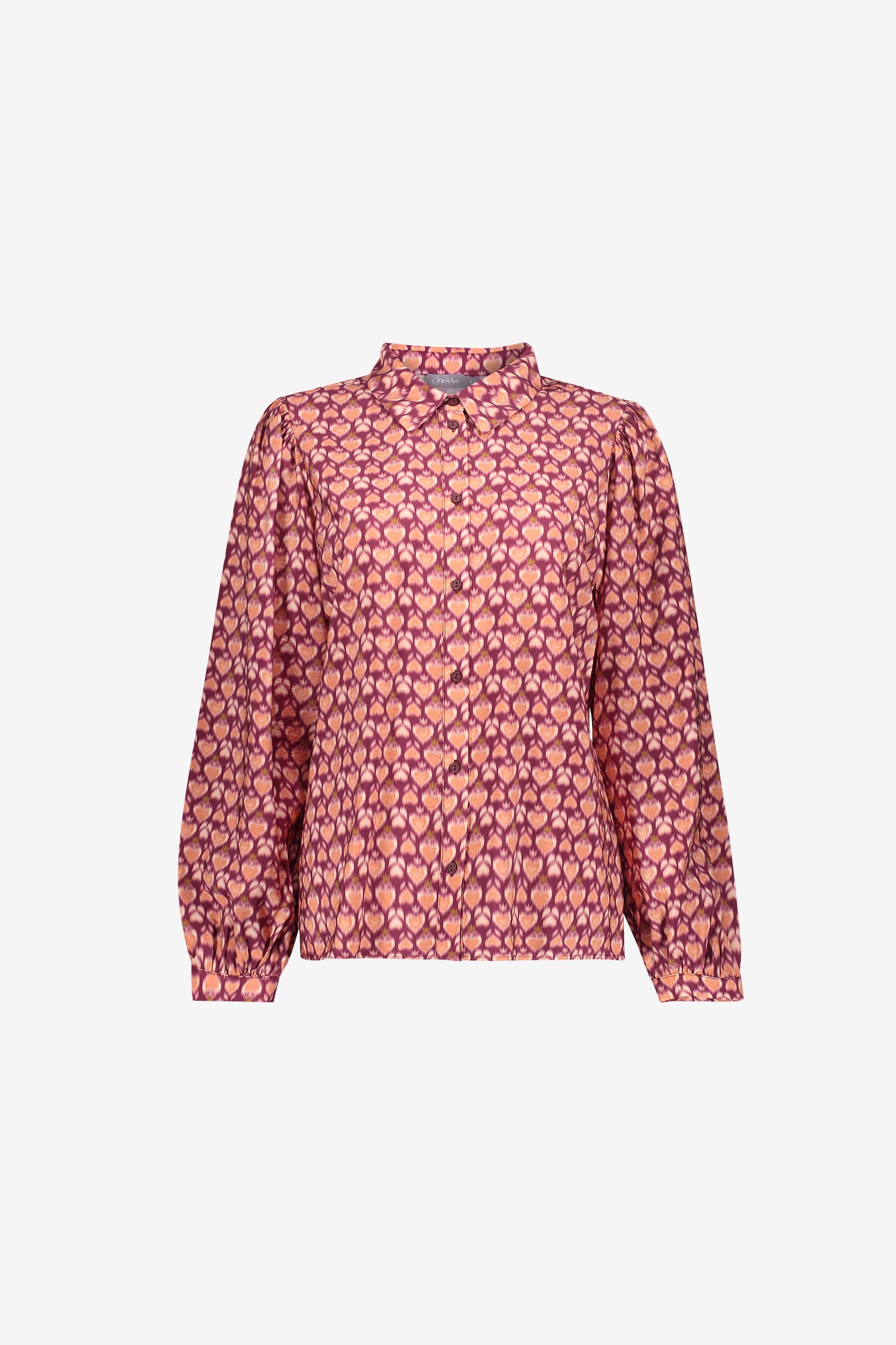 Geisha Bluse mit grafischem Print und klassischem Kragen