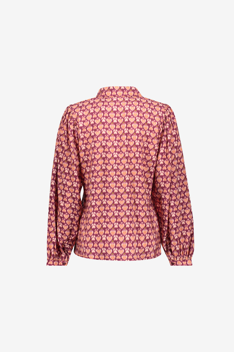 Geisha Bluse mit grafischem Print und klassischem Kragen