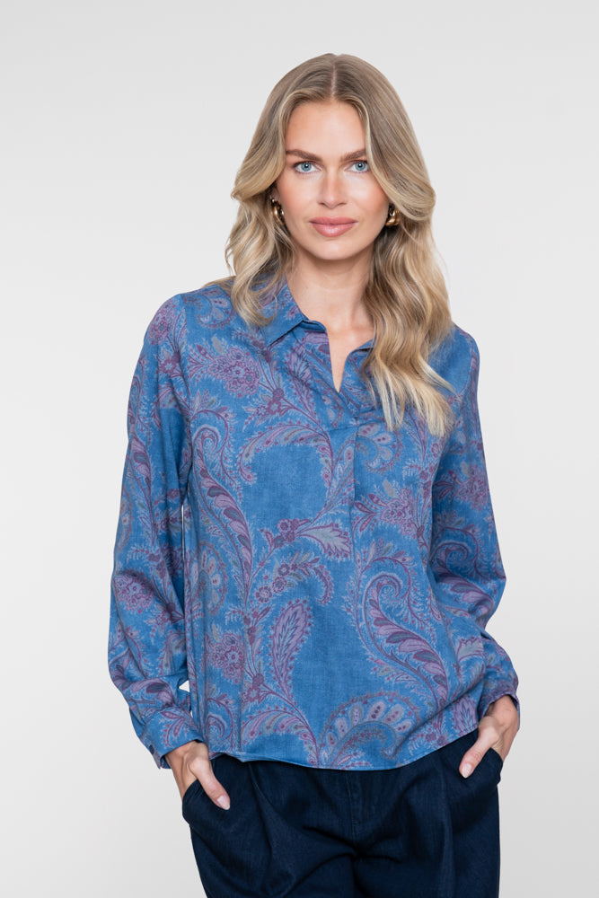 Geisha Damen Top mit Paisley-Blumenprint und V-Ausschnitt