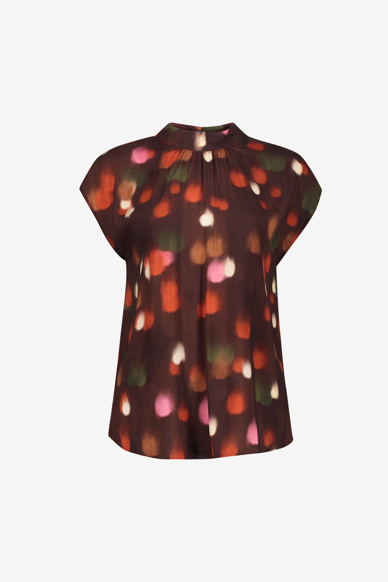 Geisha Top mit Stehkragen und grafischem Print