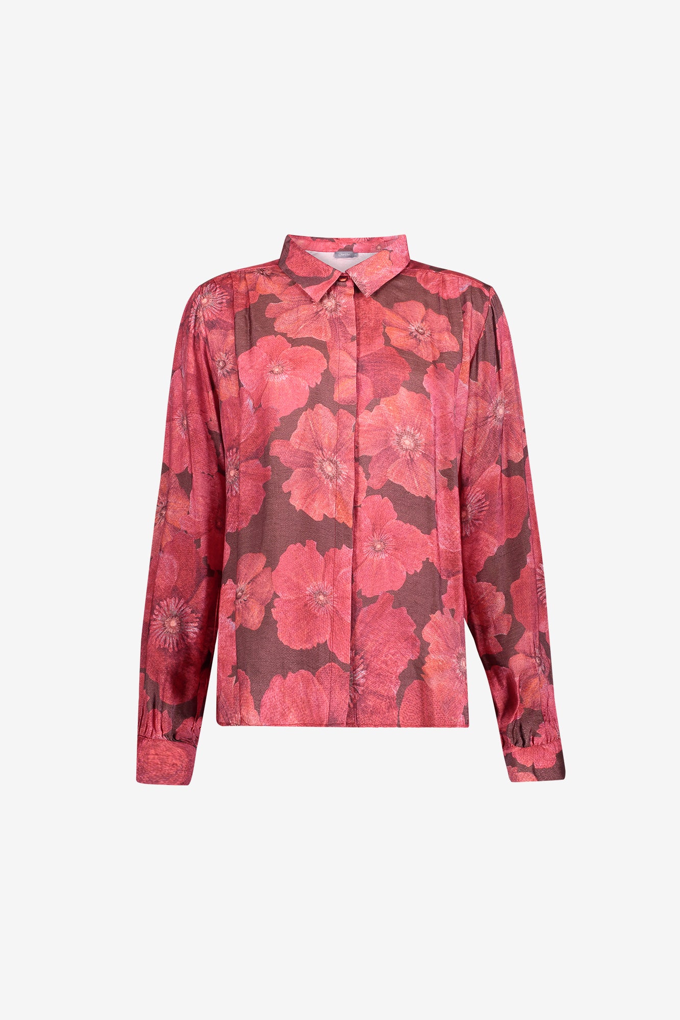 Geisha Bluse mit klassischem Kragen und Blumenmuster