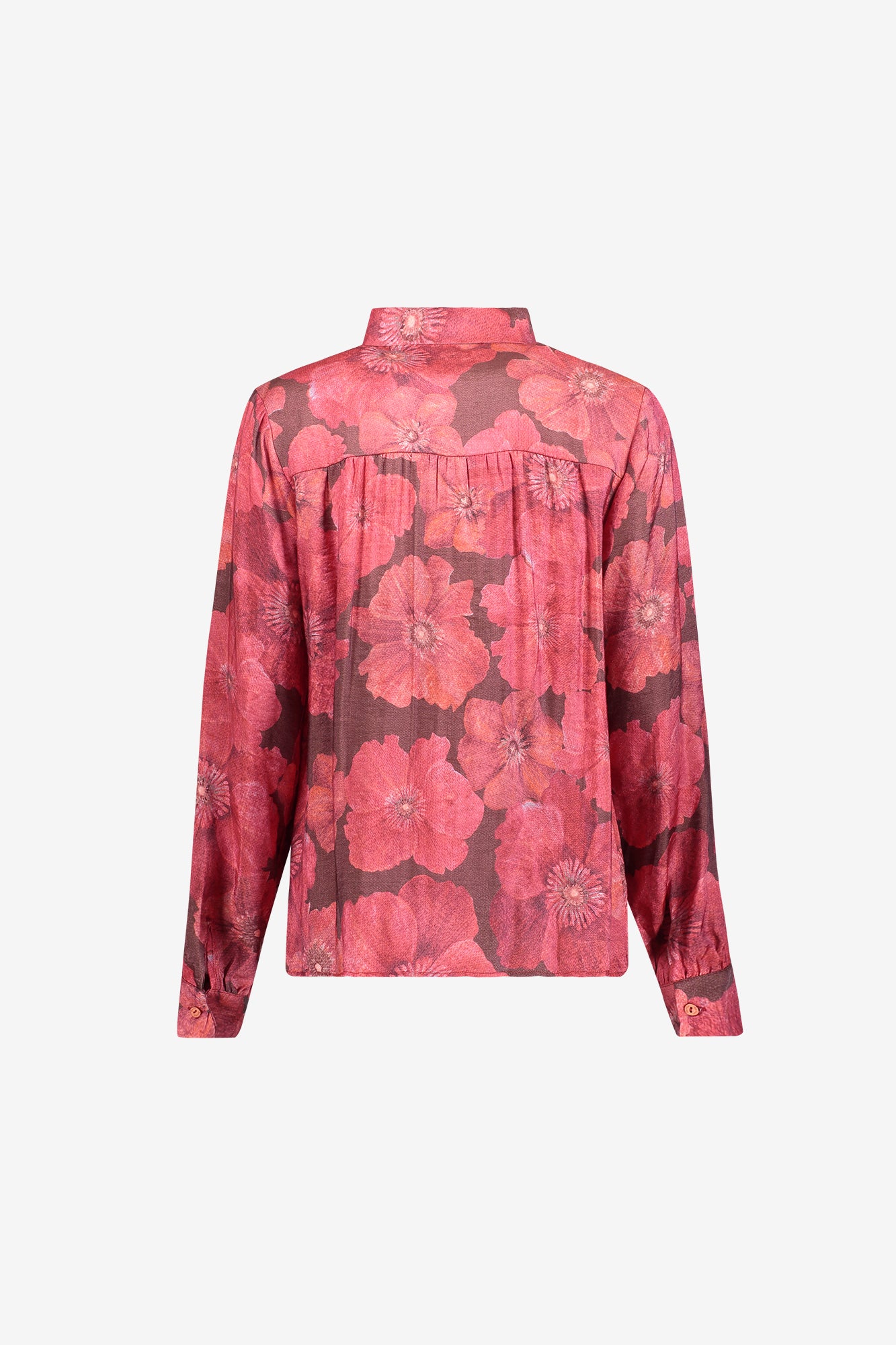 Geisha Bluse mit klassischem Kragen und Blumenmuster