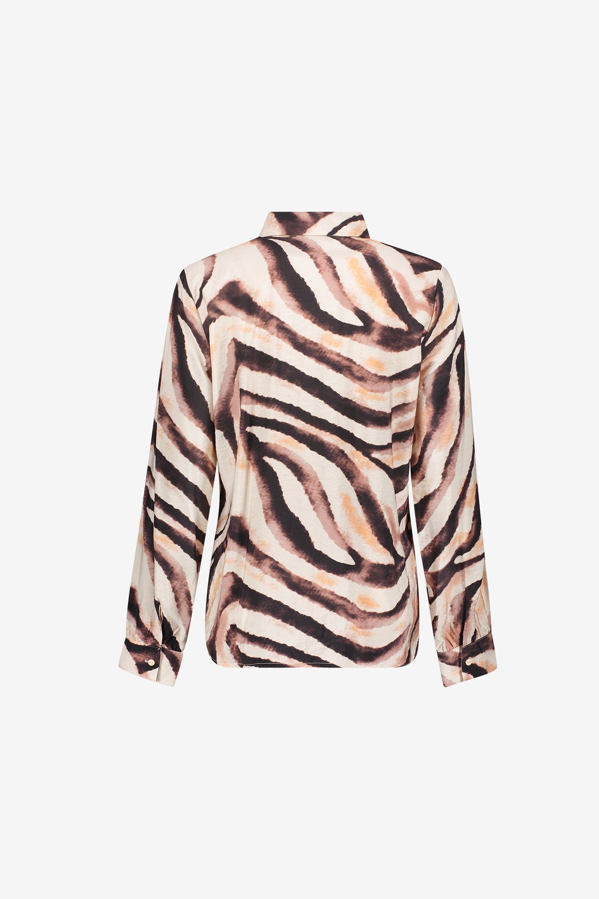 Geisha Bluse mit Zebra-Print in Sand- und Briquette-Tönen
